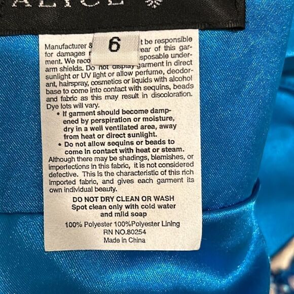 Alyce Paris intricately detailed blue sequin formal dress. Fully lined. - Picture 7 of 7